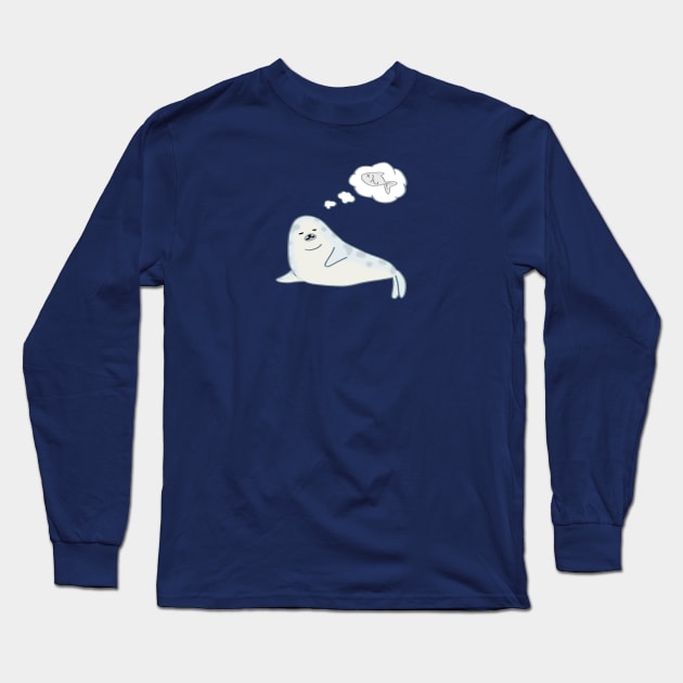 Cute daydreaming seal Long Sleeve T-Shirt by ballooonfish